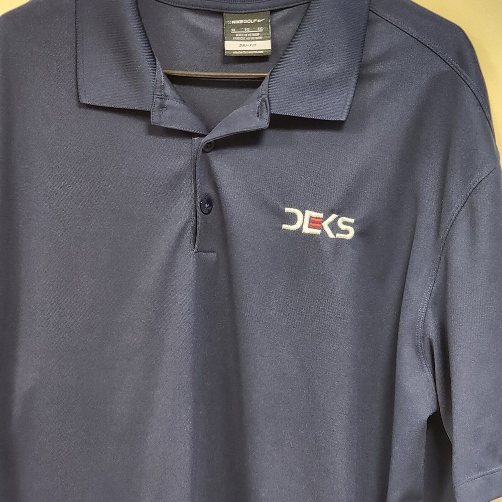 Nike Golf Men's Polo Shirt XL DRI-FIT Blue Short Sleeve Logo